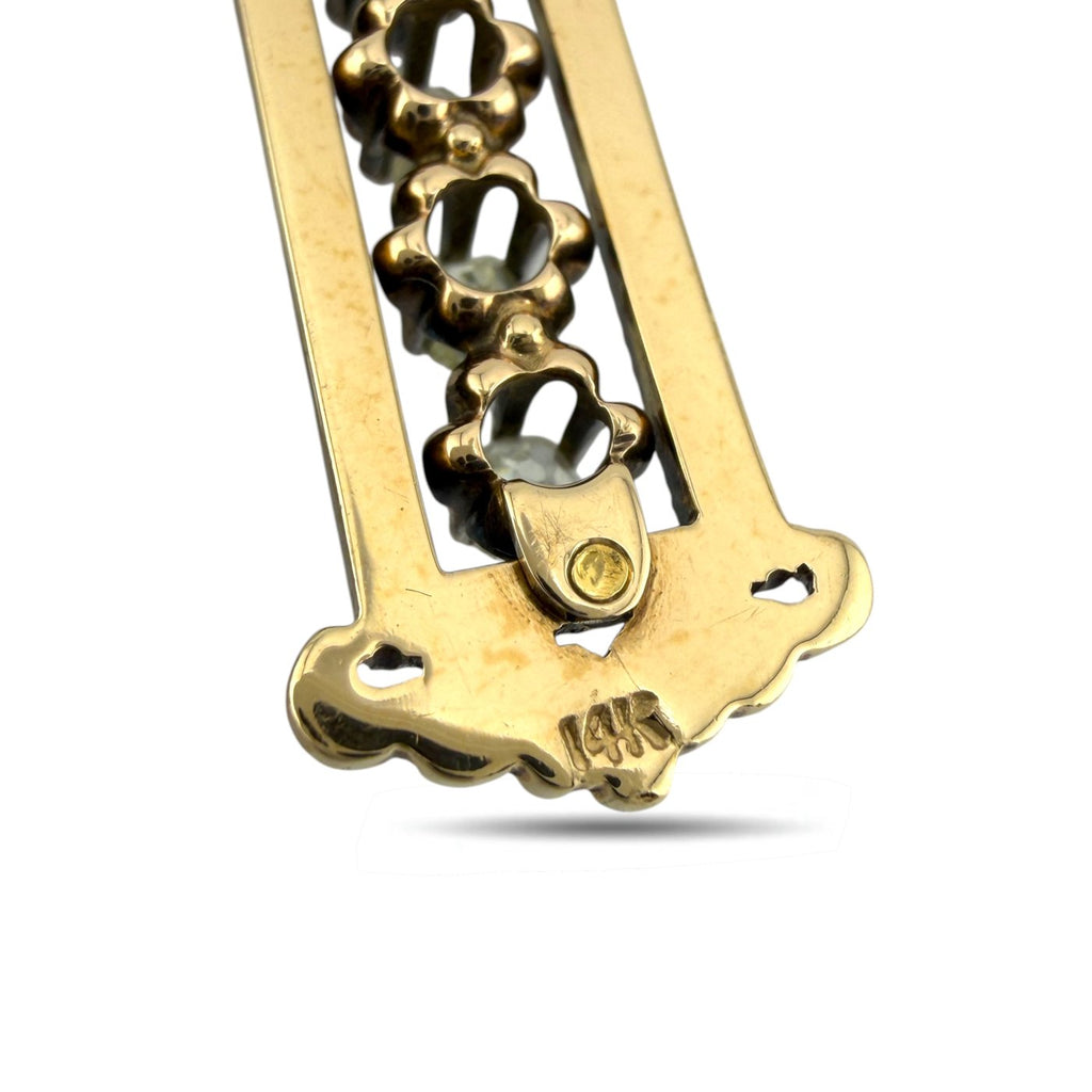 14K Yellow Gold Antique 1ct Diamond Cross Pendant