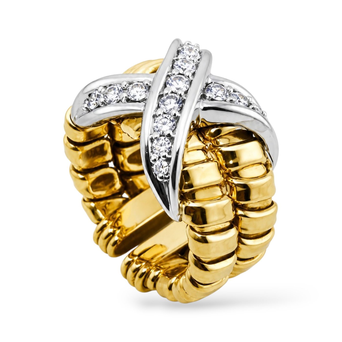 Italian 18K Gold & Diamond Love Ring