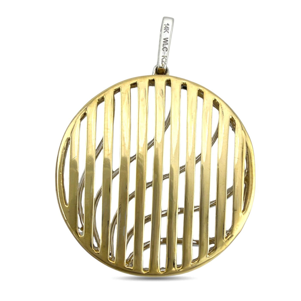 14K White and Yellow Gold Diamond Circle Pendant