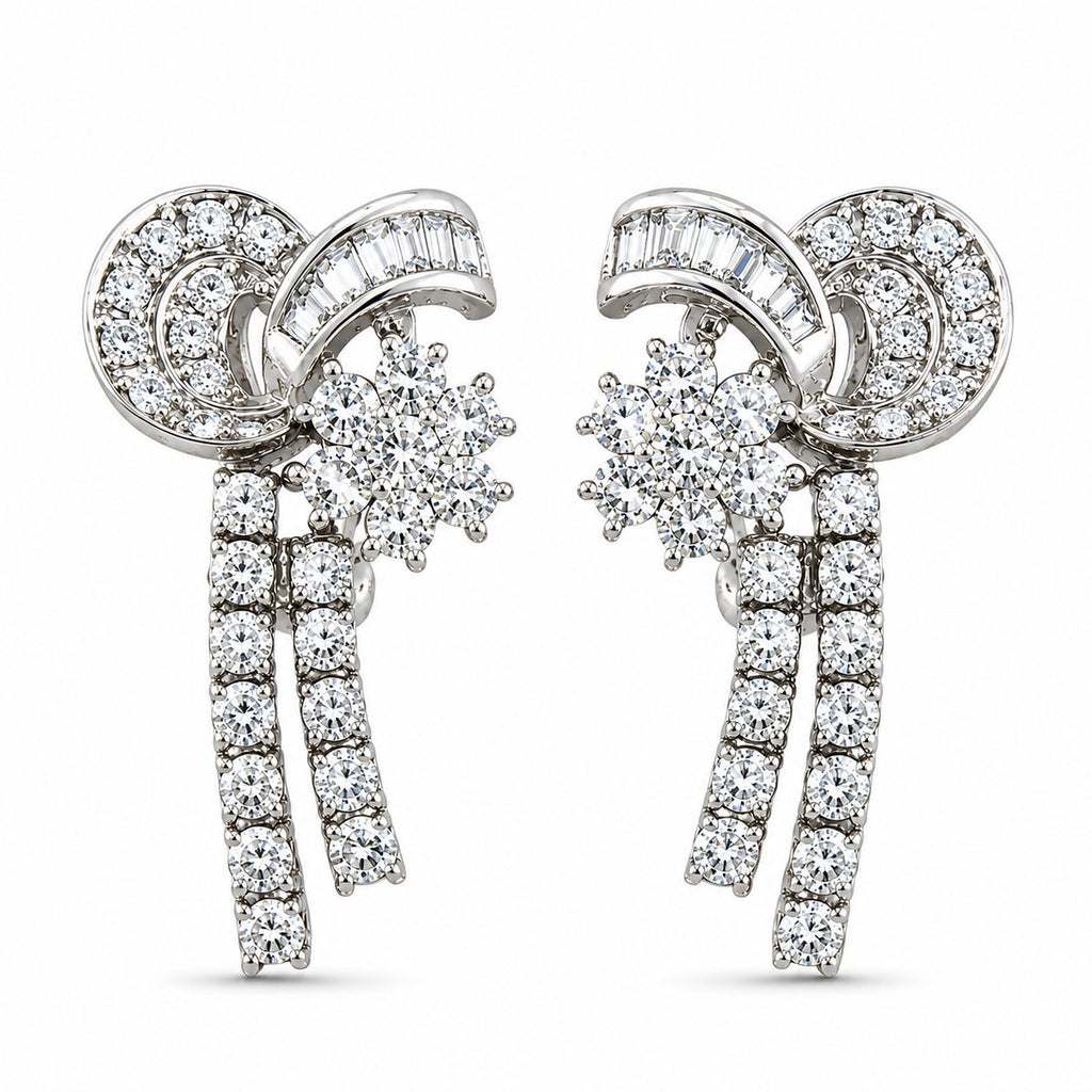 14K White Gold Flexible 2.0ct Diamond Strand Earrings