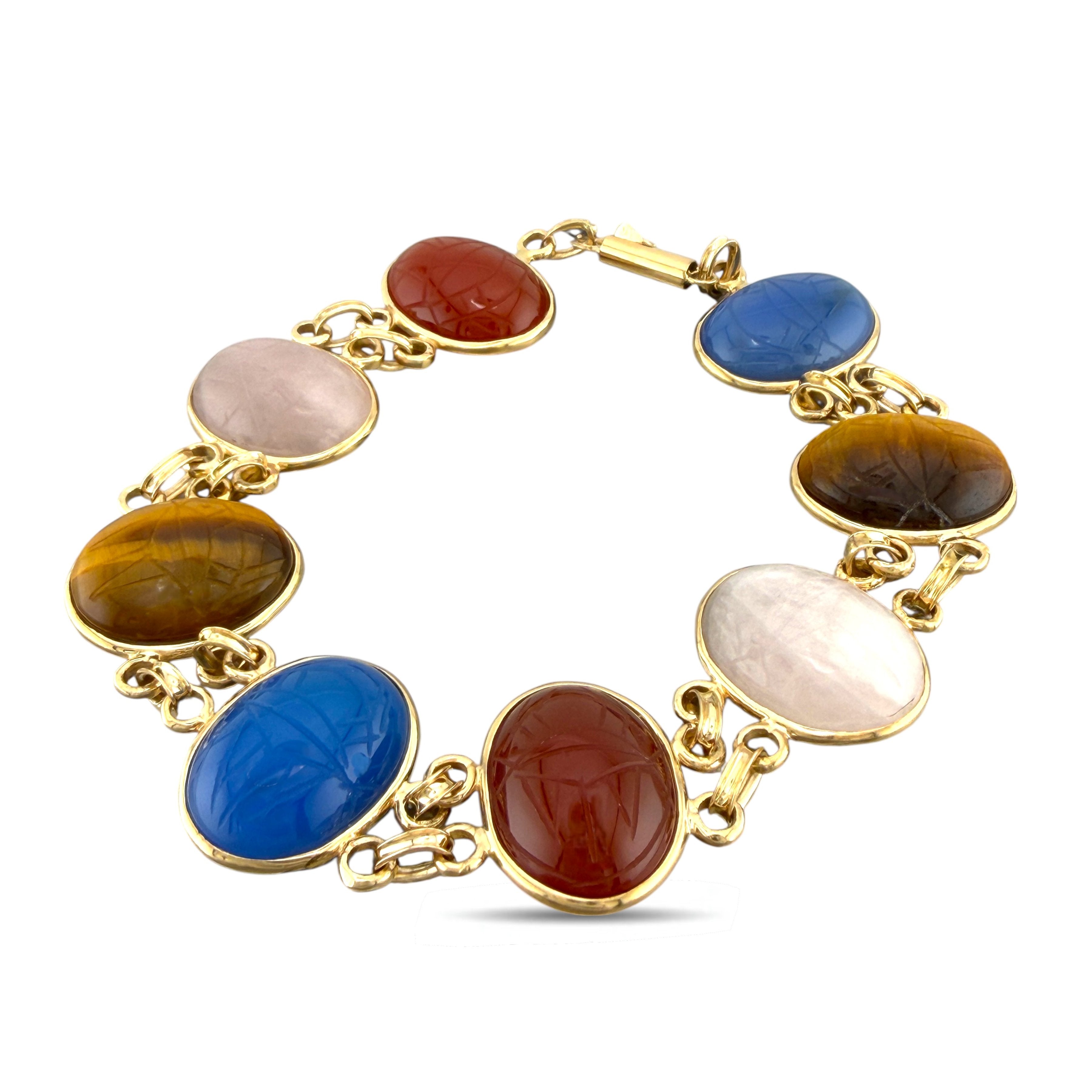 Bracelet - 18 kt. Yellow gold, Exclusive 18K Yellow Gold Oval Multi-Gemstone Bracelet