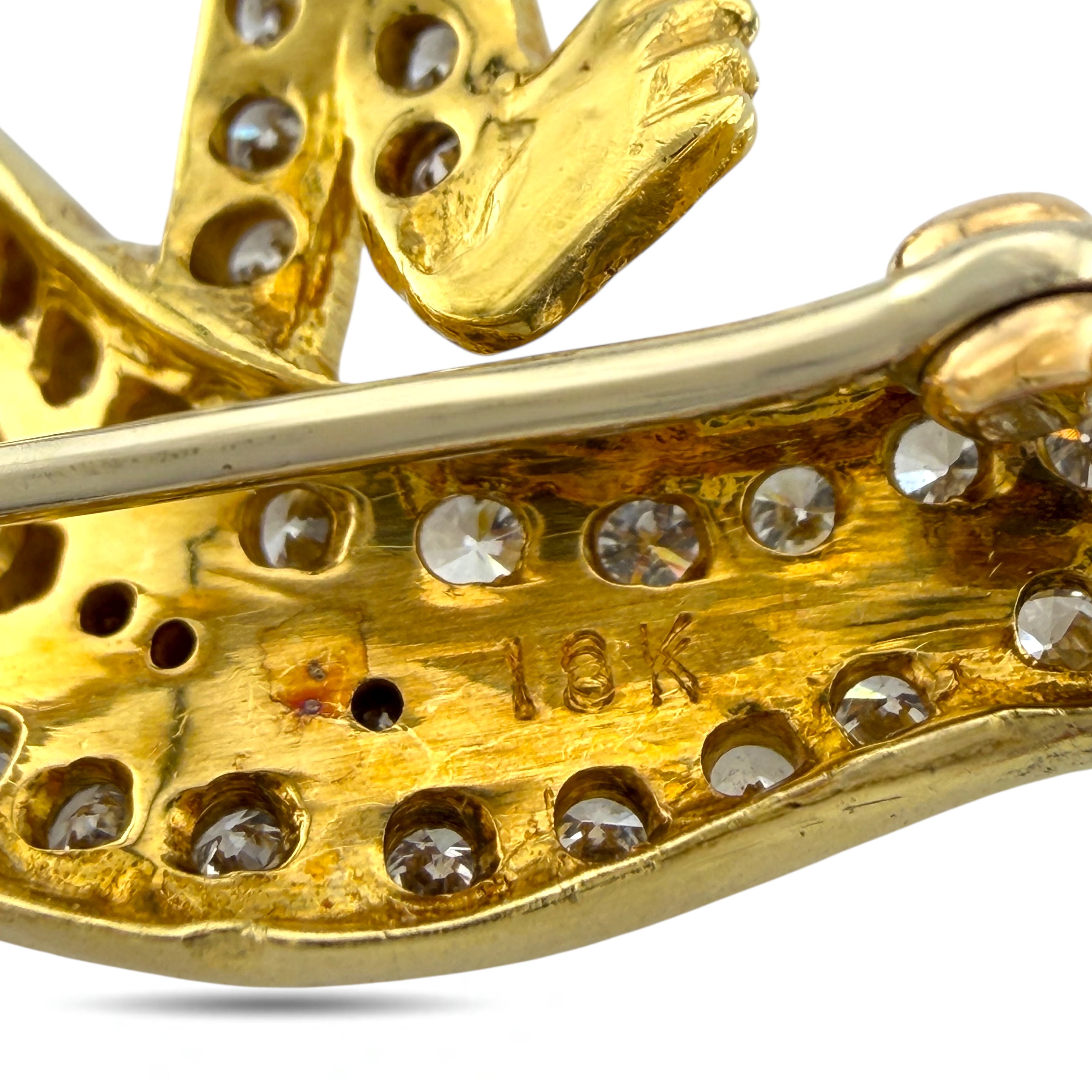 Lizard Brooch 18K Yellow Gold 1.41ct Diamond and Emerald