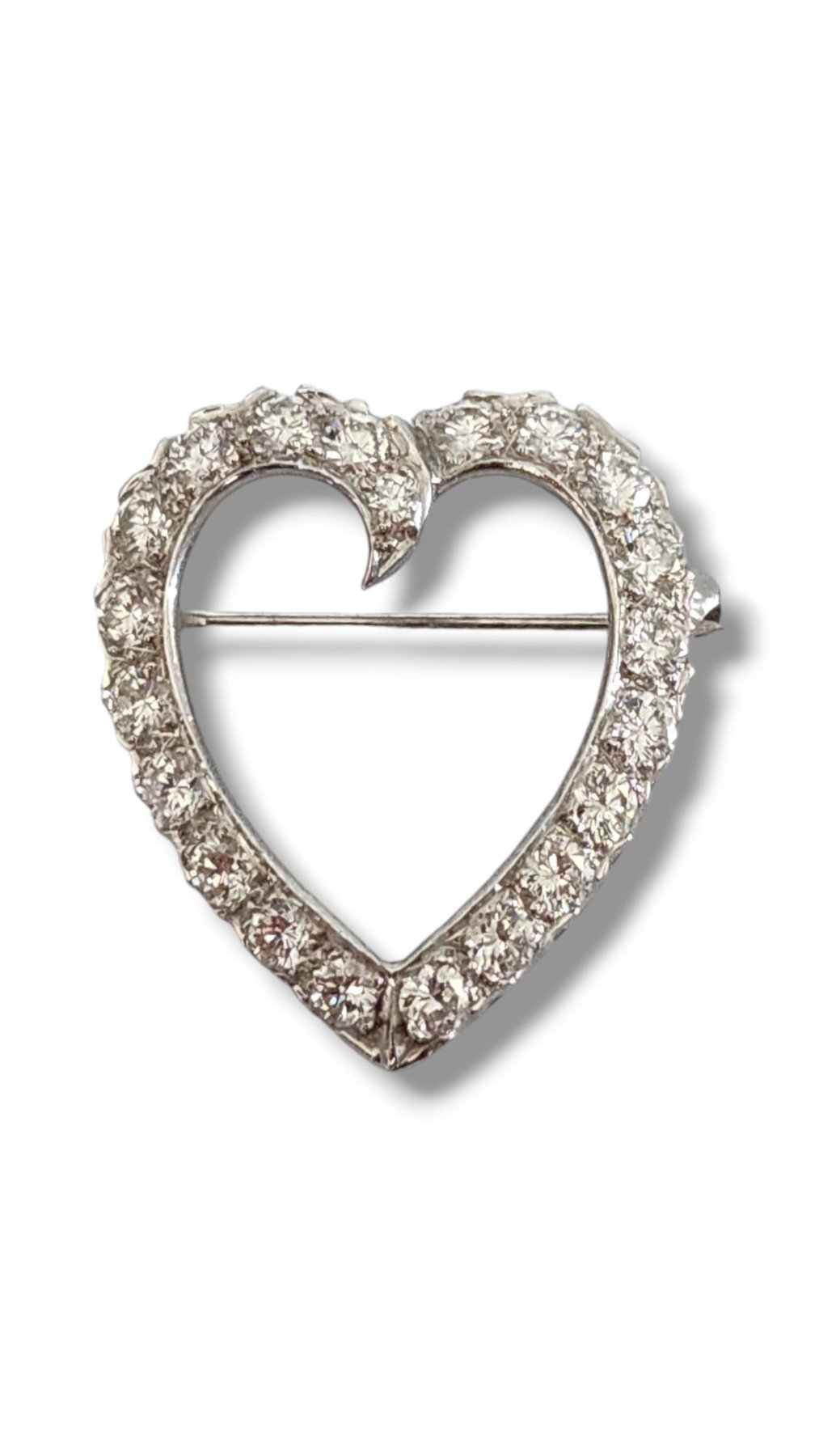 Brooch - 18 kt. White gold, Antique 18K Gold and Diamond Brooch 2.0 Ct - 2.00ct. tw. Diamond (Natural)