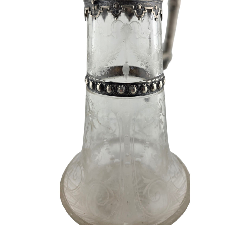 Antique Imperial Faberge Silver Cut Glass Decanter Carafe Circa 1900s