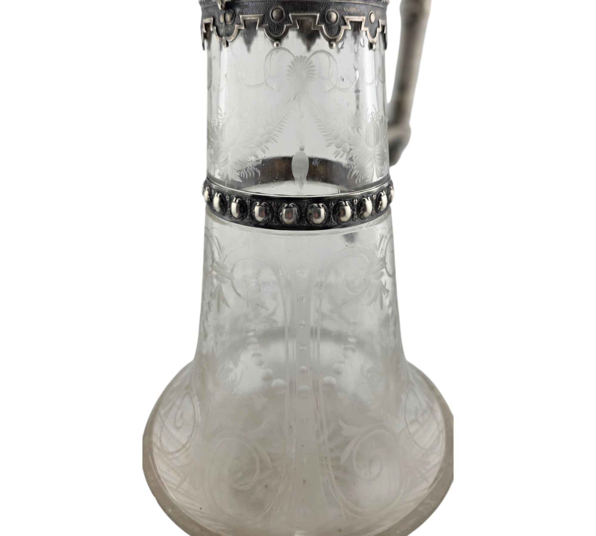 Antique Imperial Faberge Silver Cut Glass Decanter Carafe Circa 1900s
