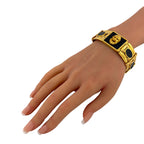 14K Yellow Gold Bloodstone Sculpted Face Bracelet