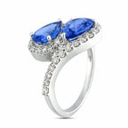 18K White Gold 2ct Sapphire and 0.6ct Diamond Bypass Ring