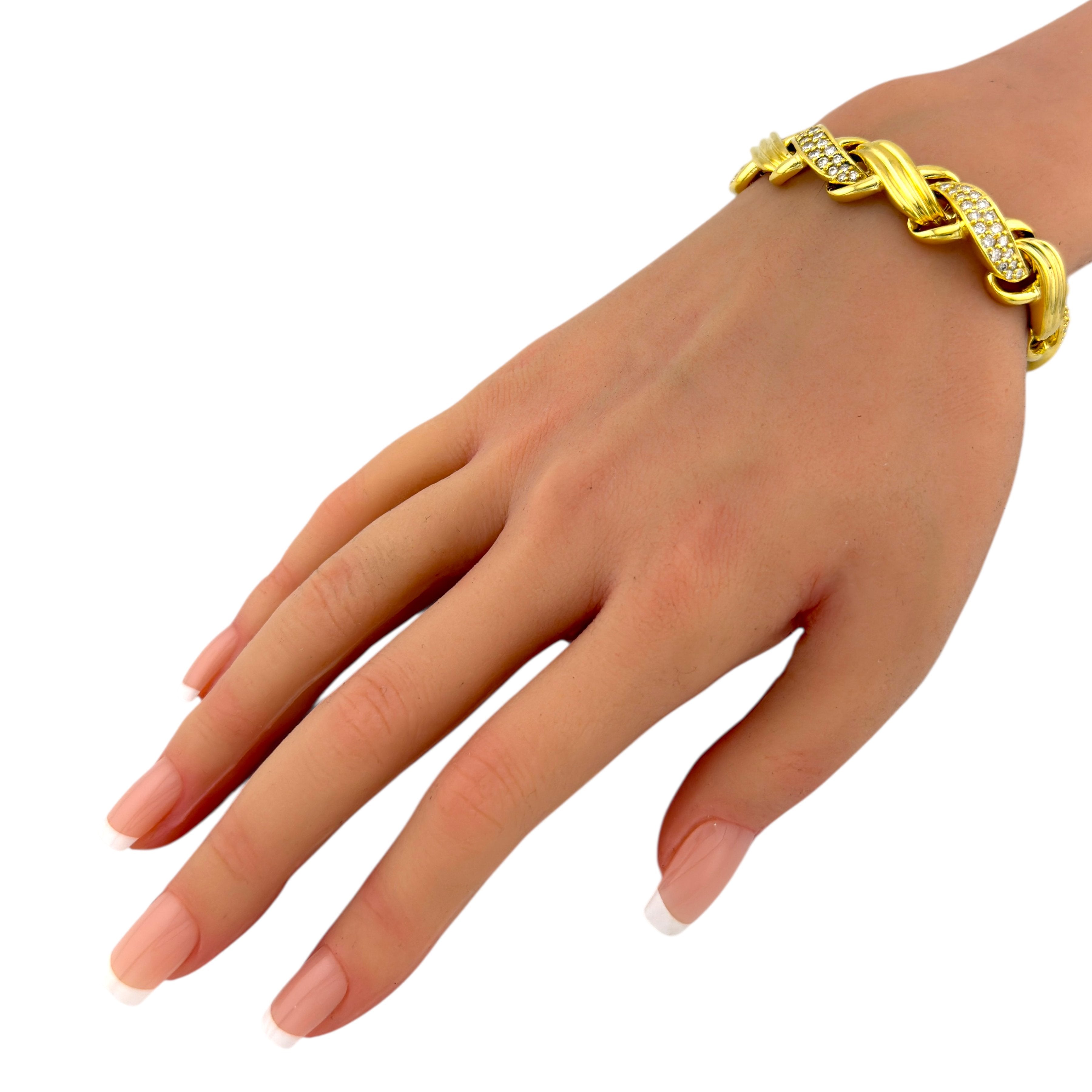 Jose Hess 18K Yellow Gold 7ct Diamond Necklace and Bracelet Suite