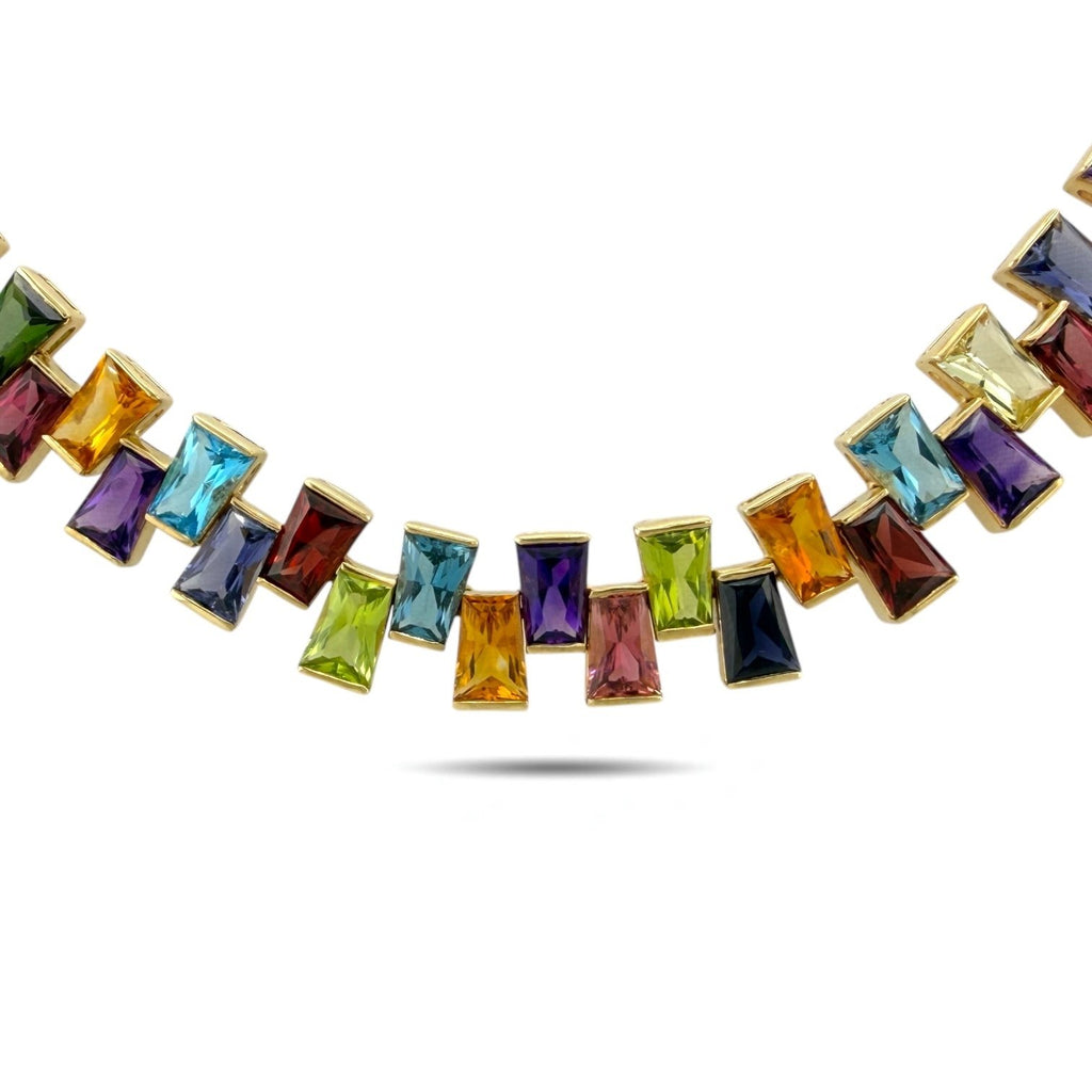 Rainbow 14K Yellow Gold 117.5ct Multi-Gemstone Necklace