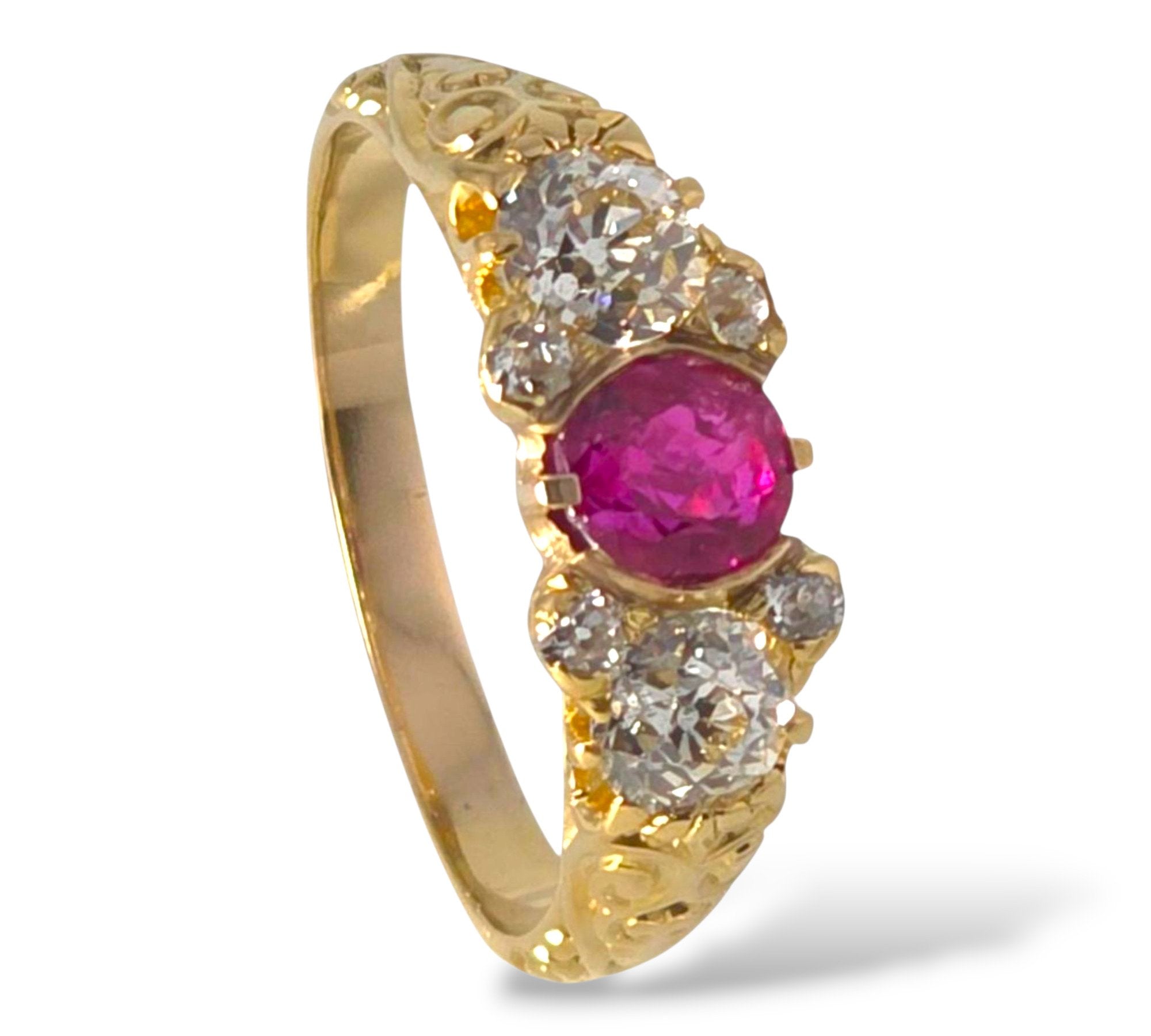18K Gold 0.75ct Burma Ruby and Diamond Women's Ring