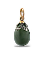 Imperial Russian Period Green Enamel Egg Pendant with Diamonds