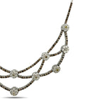 18K White Gold 6.0ct Diamond & Champagne Diamond Flexible Necklace with Certificate