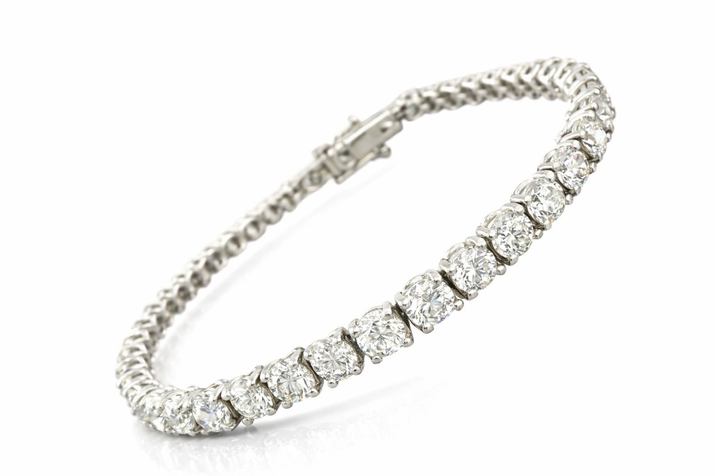 Certified 14K White Gold 12.3ct Diamond Tennis Bracelet