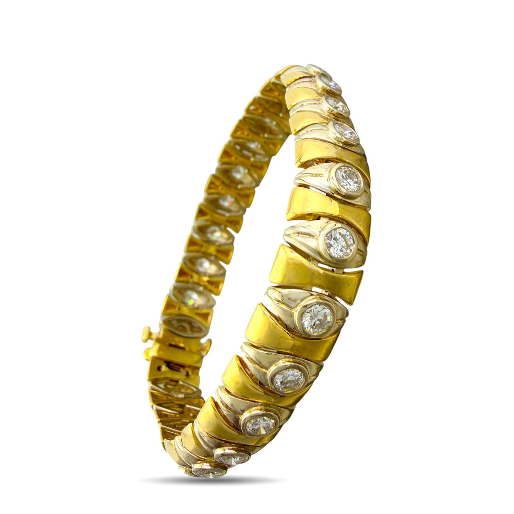 14K Yellow and White Gold 3.50ct Diamond Flexible Link Bracelet