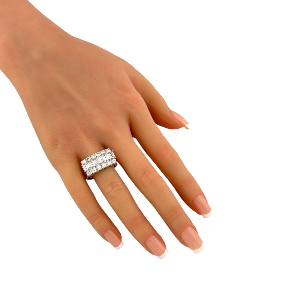 18K White Gold Multi Row 2.3ct Diamond Statement Ring