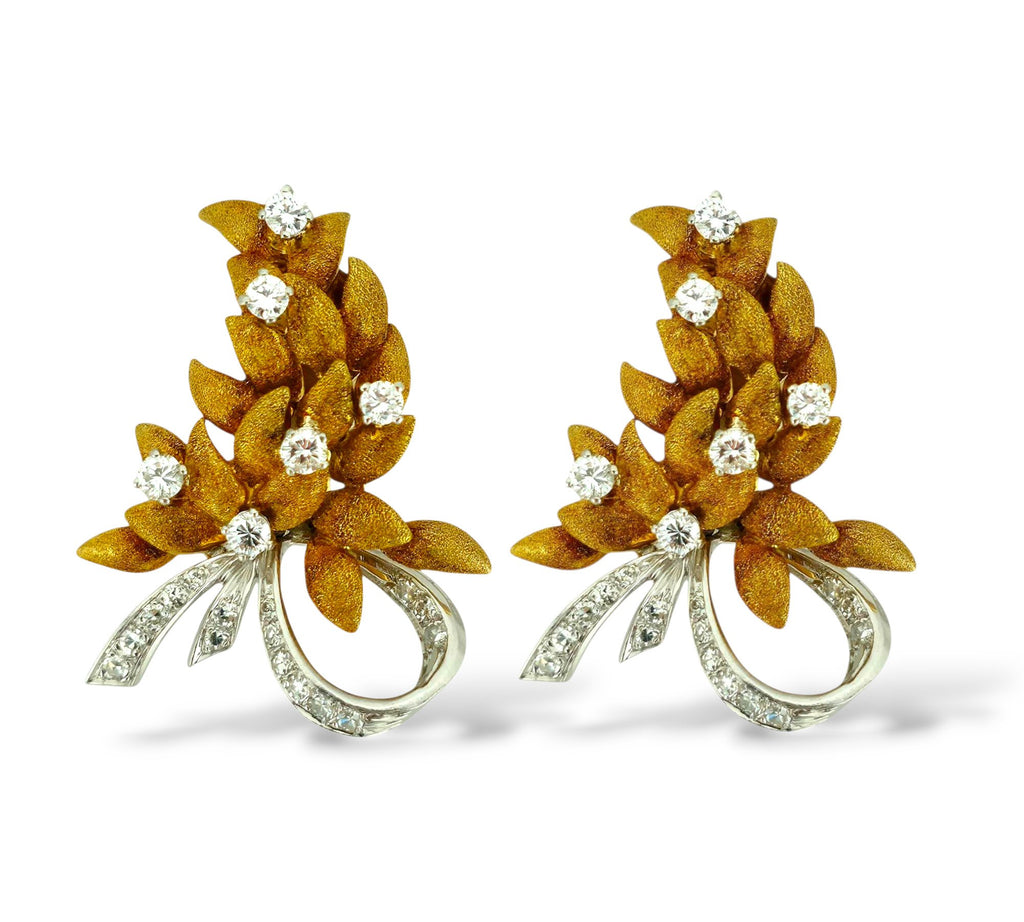 18K Yellow Gold Earrings with 44 Diamonds