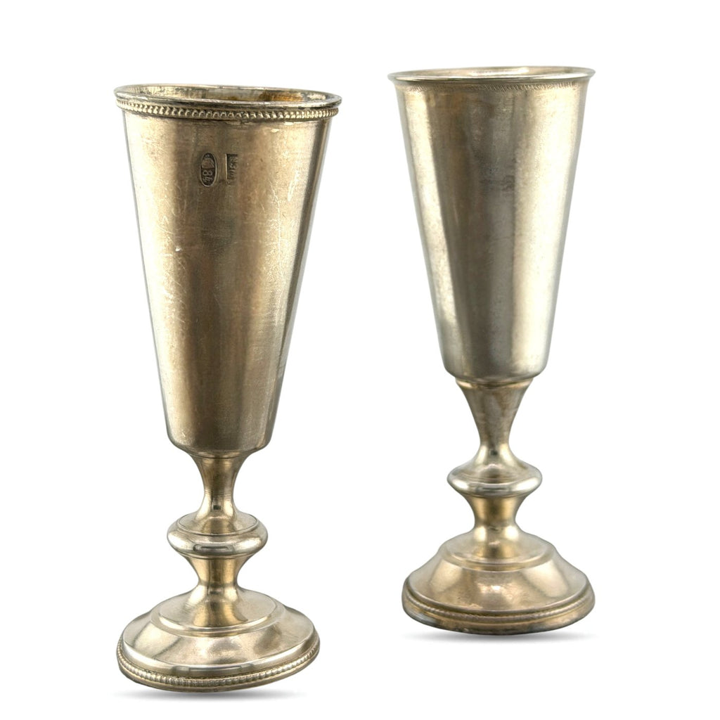 Imperial Russian 84 Zolotnik Silver Pair of Antique Cups