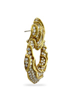 18K Yellow Gold 9.5ct Diamond Wavy Large Earrings