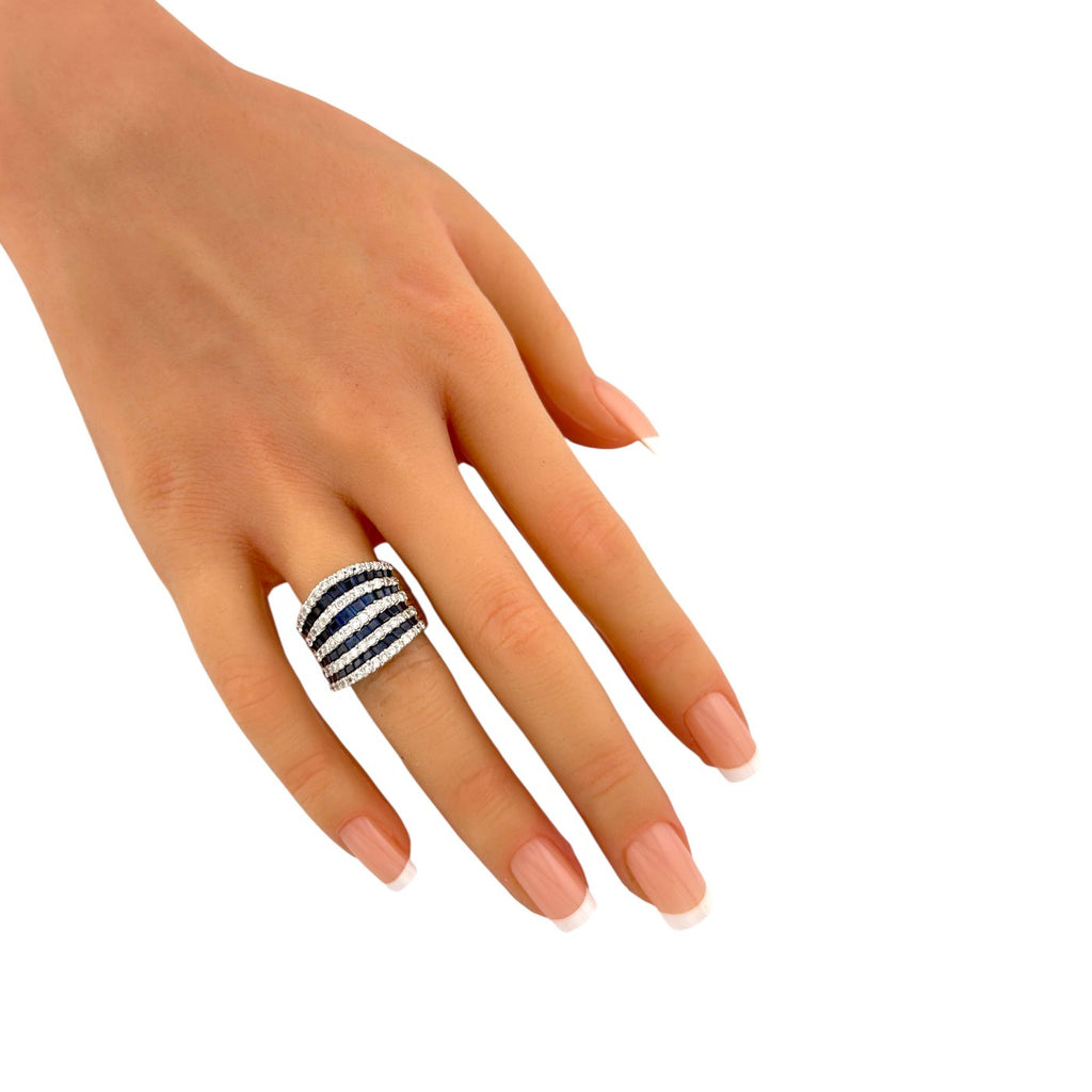 Bold 18K White Gold 1.68ct Sapphire and 2ct Diamond Ring