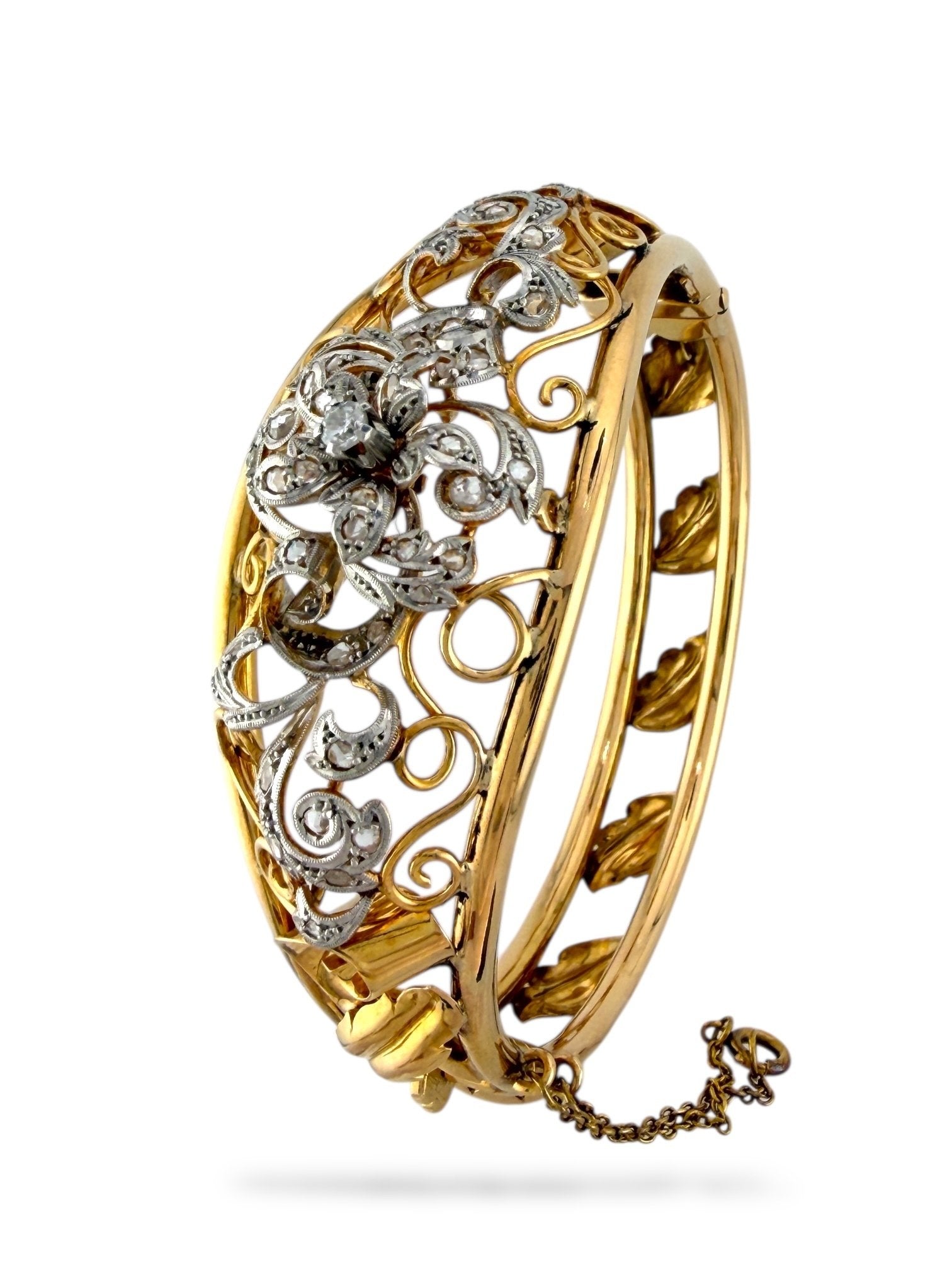 Antique Victorian 18K Yellow Gold and 1.01ct Diamond Bracelet