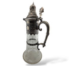 Antique Imperial Faberge Silver Cut Glass Decanter Carafe Circa 1900s