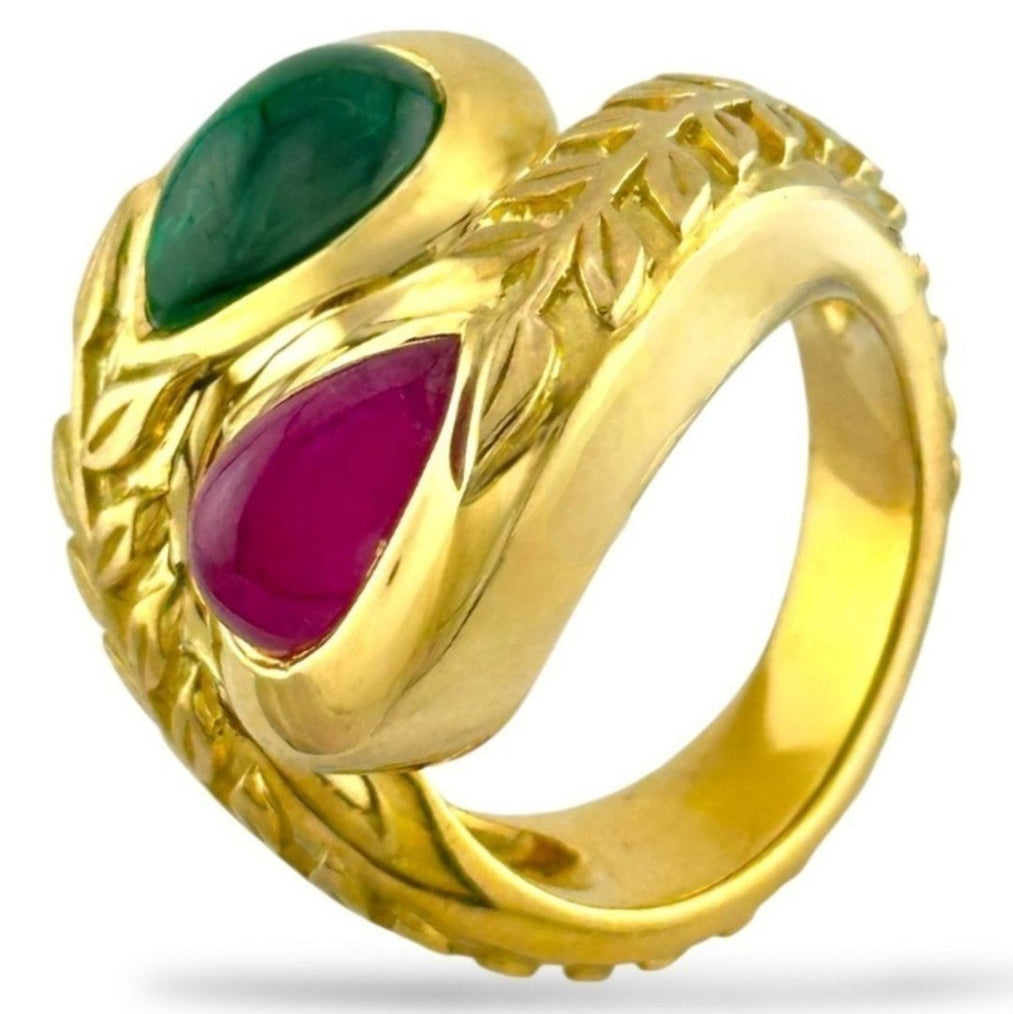 Valentin Magro 18K Gold Ring with 4.5ct Ruby and 4.0ct Emerald