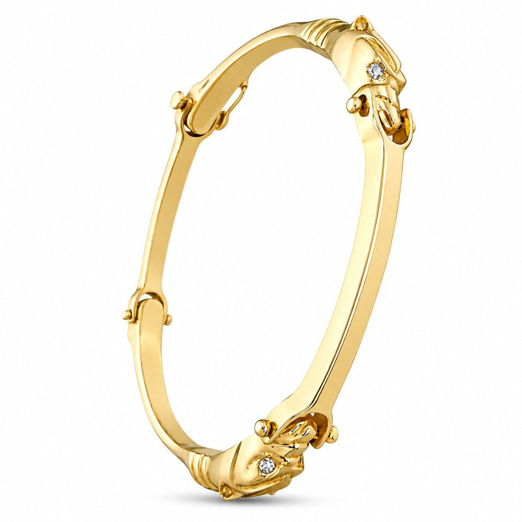 14K Yellow Gold 0.12ct Diamond Cheetah Head Link Bracelet