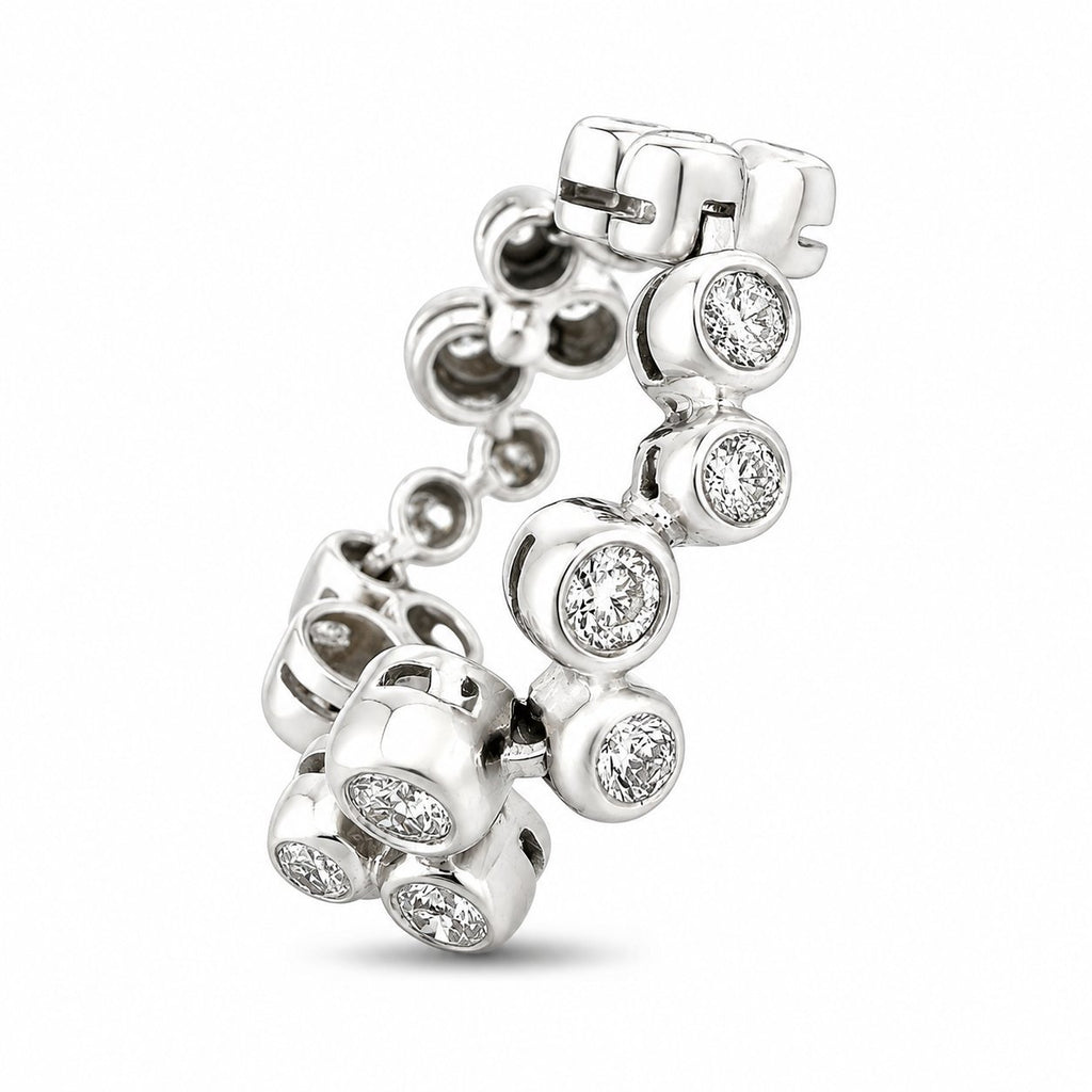 14K White Gold 1.00ct Diamond Abstract Flexible Band Ring