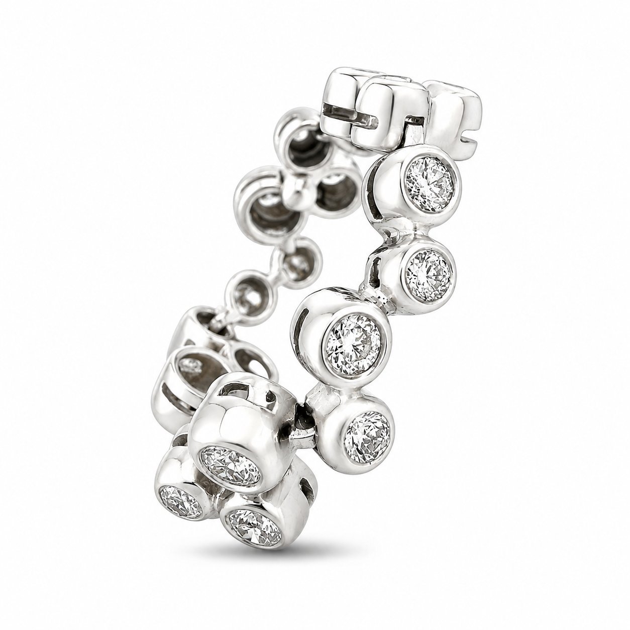 14K White Gold 1.00ct Diamond Abstract Flexible Band Ring