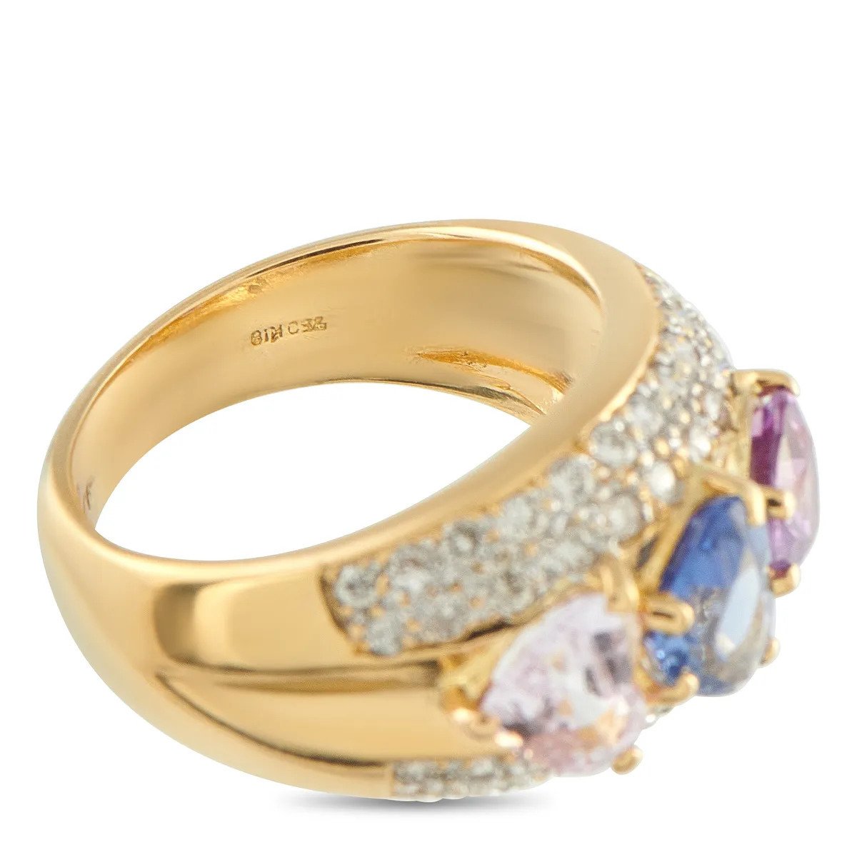 18K Yellow Gold 0.64ct Diamond and Sapphire Ring