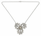 Antique 18K White Gold Celeste Rotating Diamond Halo Necklace