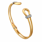 18K rose gold cuff bracelet with diamond accents and oval end details