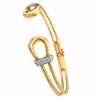 Roberto Coin rose gold open bangle with diamond accents and ruby detail