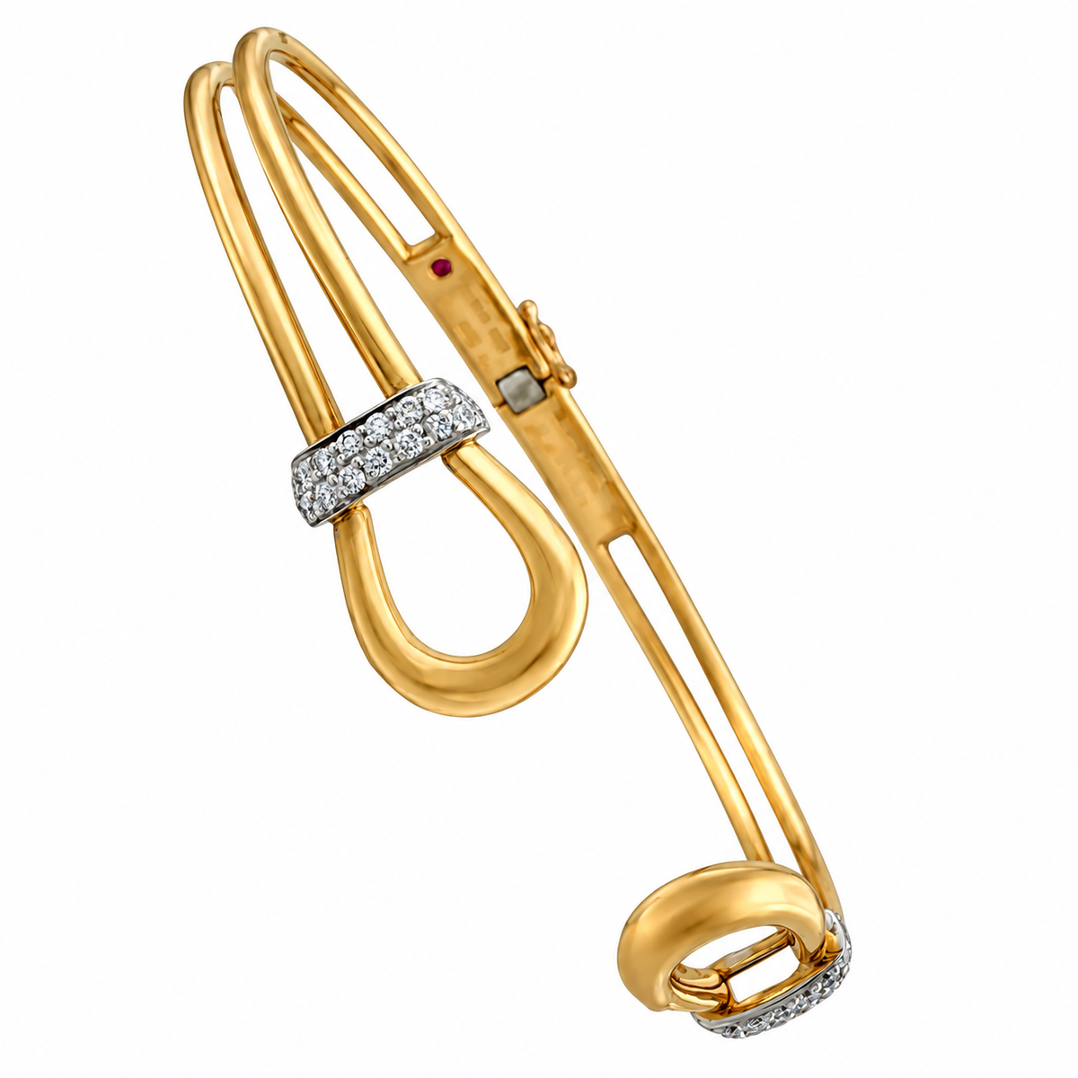 Roberto Coin 18K rose gold bracelet with diamond-set bar and end ring