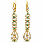 14K Rose and Yellow Gold Imperial Russian Emerald and Diamond Dangle Earrings