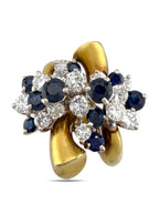 Vintage 14K Yellow Gold 2.56ct Diamond and Sapphire Ring