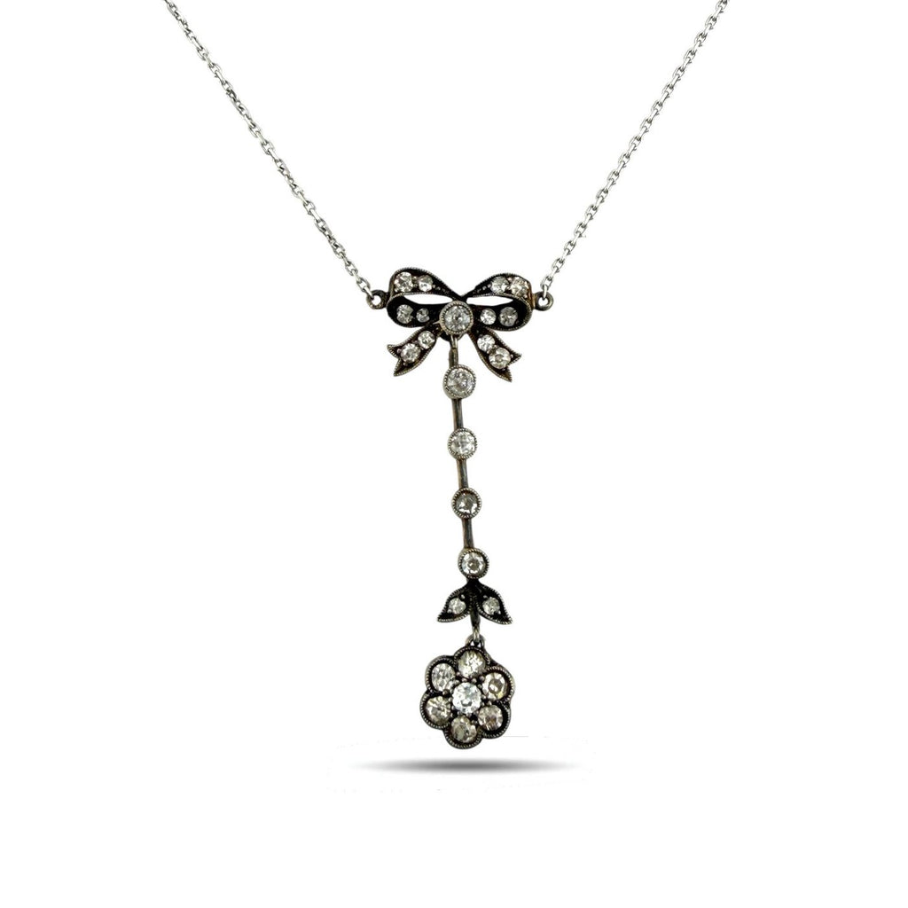 14K White Gold 1ct Diamond Pendant Necklace