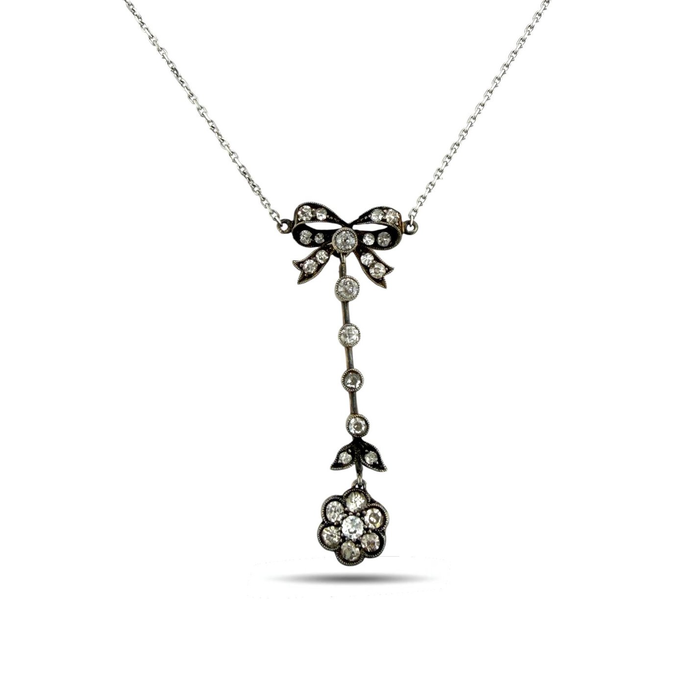 14K White Gold 1ct Diamond Pendant Necklace