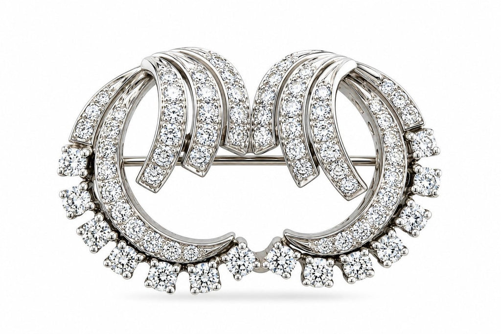 14K White Gold 1.43ct Diamond Brooch