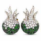 N. Varney 18K Yellow Gold Diamond and Emerald Pomegranate Clip On Earrings