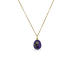 Imperial Russian Faberge 14K Yellow Gold Purple Enamel and 0.5ct Diamond Egg Pendant