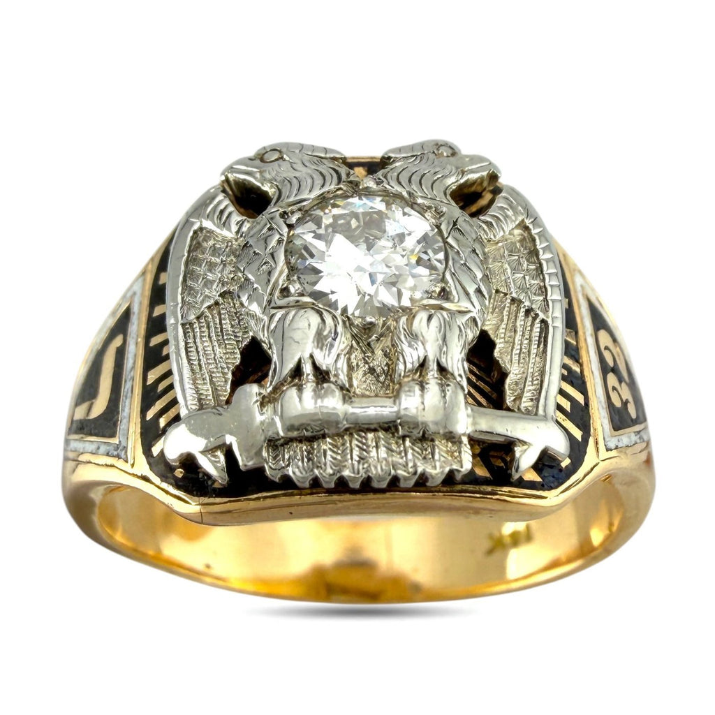 Royal Secret Masonic Ring With a Double Headed Eagle 7th and 32nd Degree