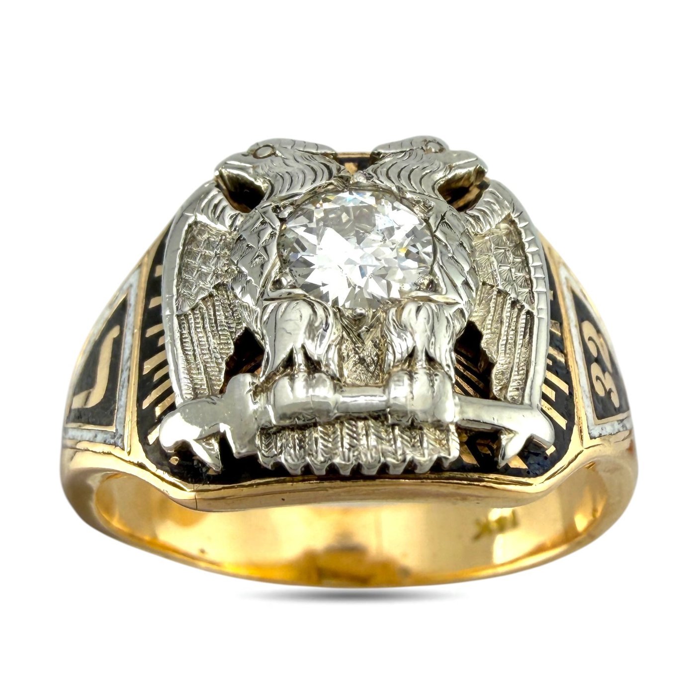 Royal Secret Masonic Ring With a Double Headed Eagle 7th and 32nd Degree