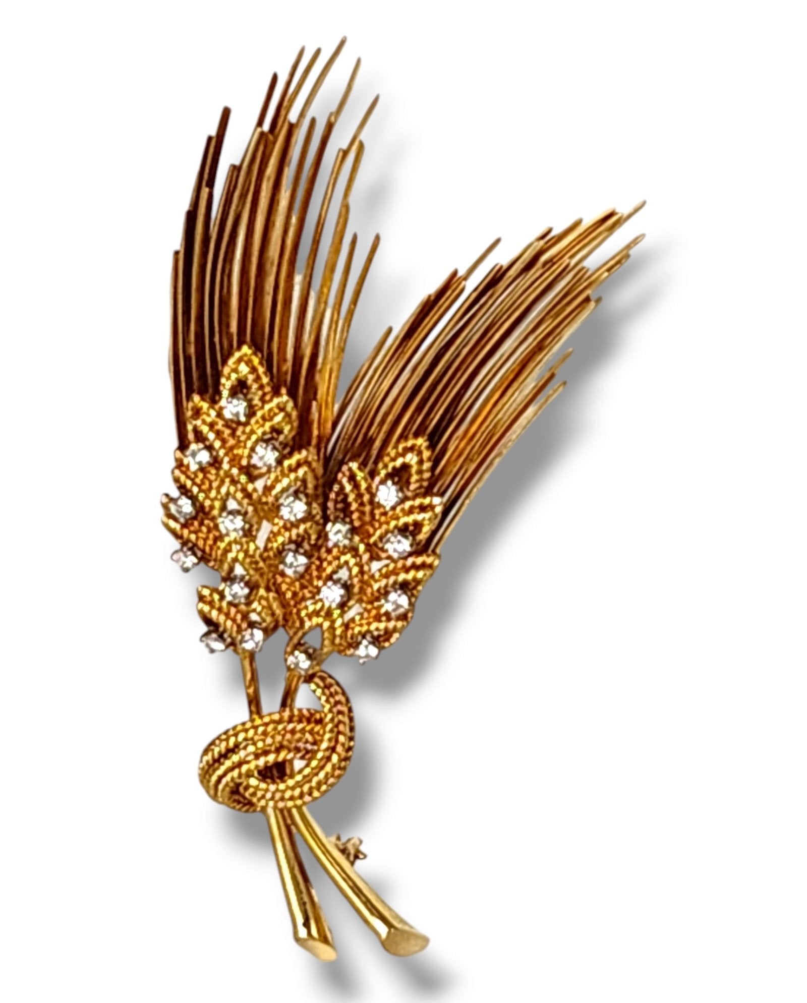 Tiffany & Co. - Brooch - 18 kt. Yellow gold, TIFFANY & CO 18K Gold Large Pin Brooch with Diamonds -  0.45ct. tw. Diamond (Natural)