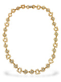 Gold diamond bubble-motif necklace with oval link chain and small round clusters