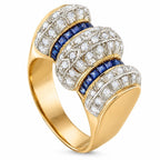 Antique 14K rose gold diamond and sapphire bombe ring