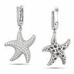 14K white gold diamond starfish drop earrings with pavé starfish pendants