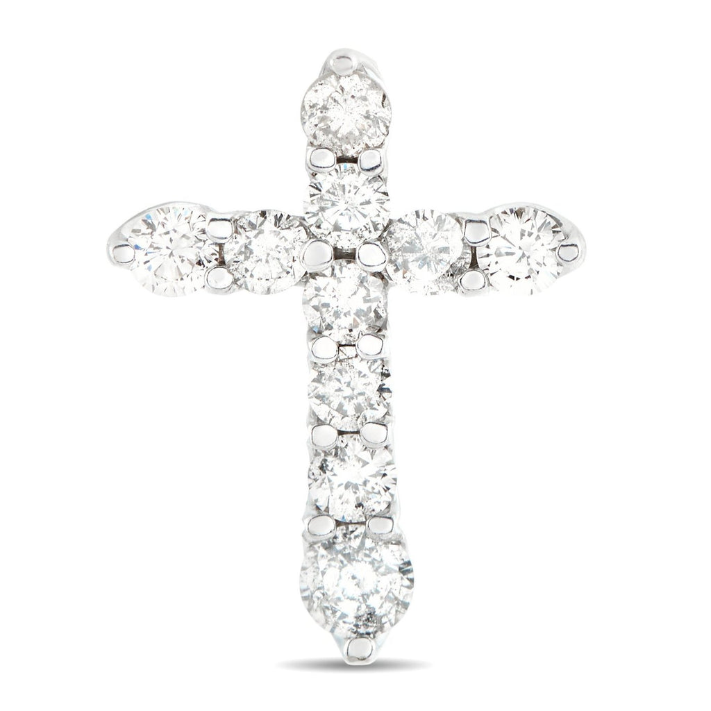 18K White Gold 1.0ct Diamond Cross Pendant
