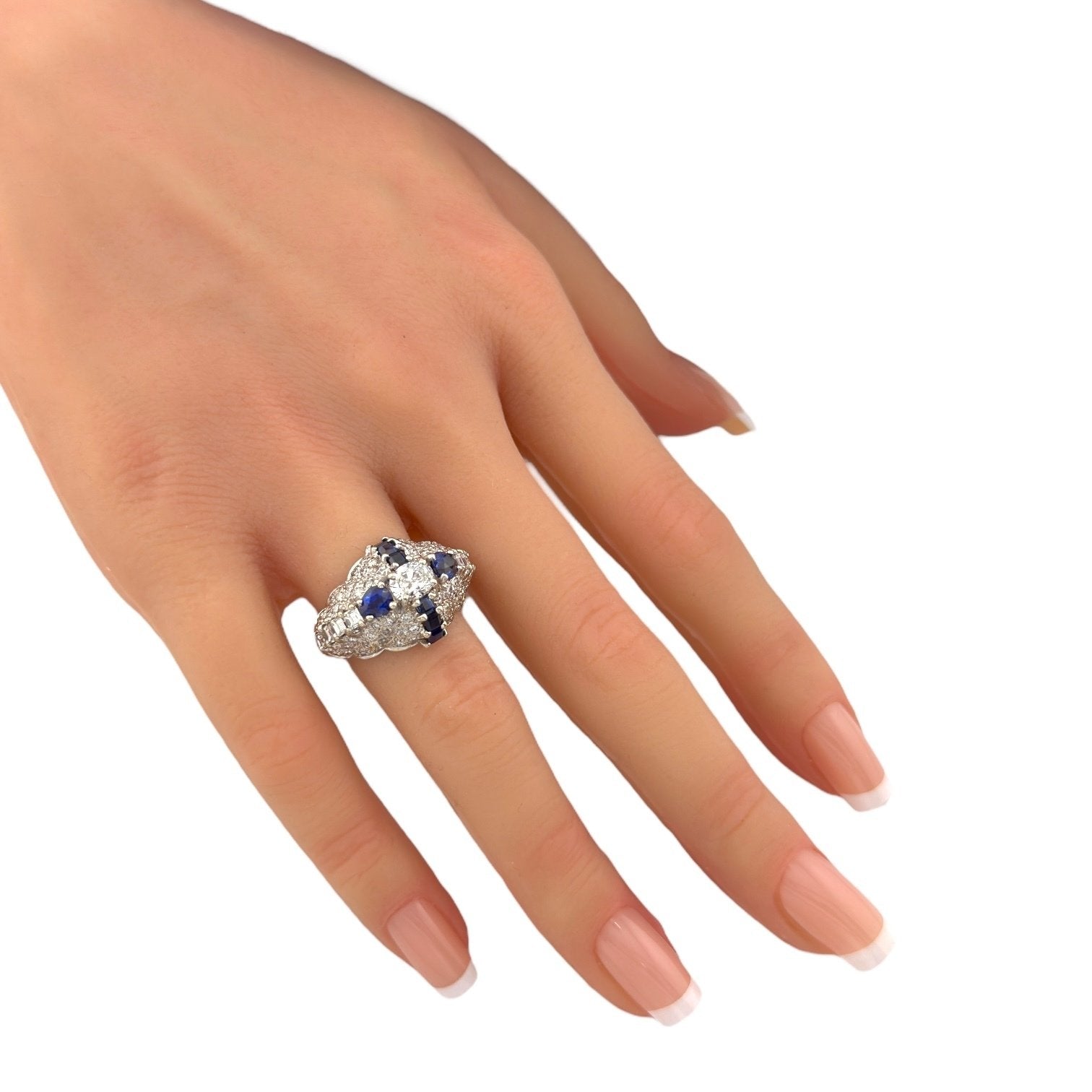 18K White Gold 1.82ct Diamond and Sapphire Ring