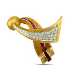 14K Rose Gold Vintage 1.0ct Diamond and Ruby Pendant Brooch